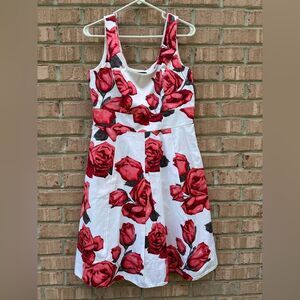 Floral Sleeveless Dress with Red Roses